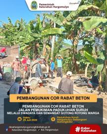 PEMBANGUNAN COR RABAT BETON PADUKUHAN SURUH MELALUI SWADAYA DAN SEMANGAT GOTONG ROYONG WARGA 